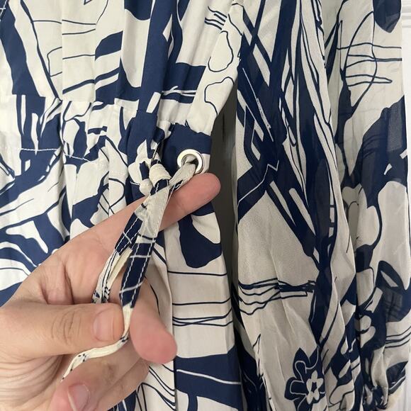 Anthropologie Beatrice B Midi Long Blue Print Dress Size 4 - Picture 8 of 10